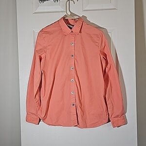 Blair Shirt Top Button Front Long Sleeves Orange Collared Womens Blouse Size S